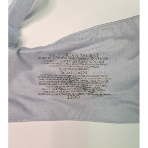 Victoria's Secret Body by Victoria 32DD Lt Blue Lined Perfect Cvg Bra Underwire - Picture 2 of 5